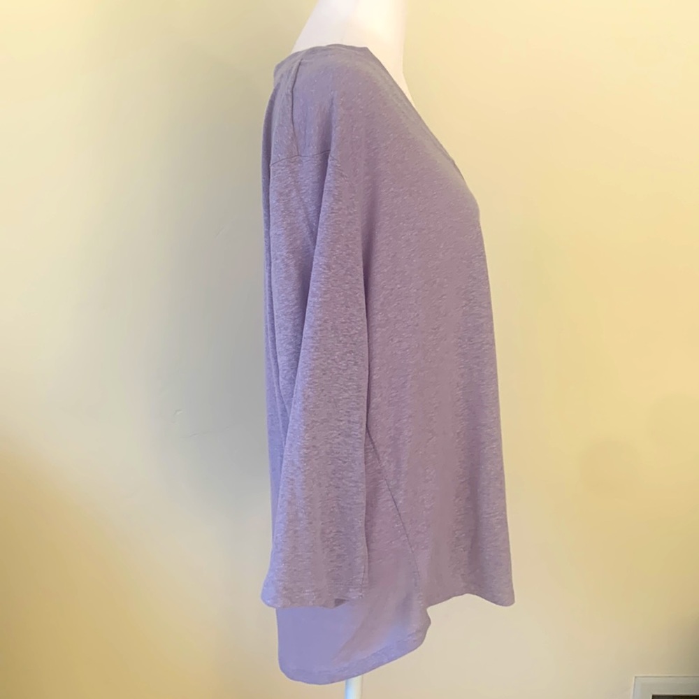 - Orvis Linen Blend V-Neck Top. Never worn. Size L. Tunic Length. Lavender. - Picture 2 of 7